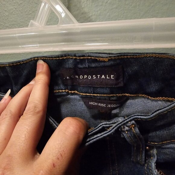 Aeropostale Jeans Denim Skinny Pant Womens 2 Short High Rise Ripped Jegging Blue - Picture 2 of 10